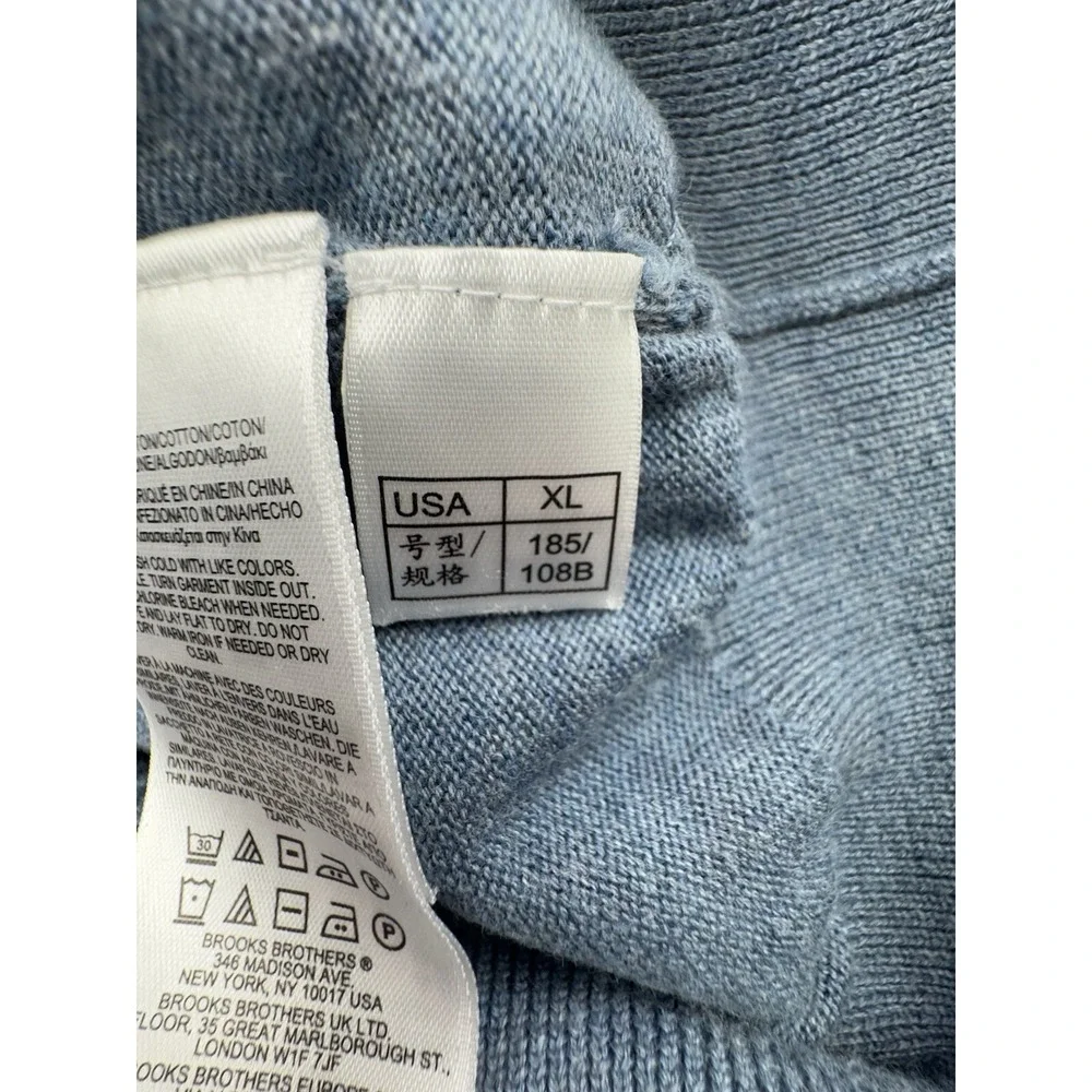 Brooks Brothers Sweater Mens Extra Large Blue Pullover Quarter Zip Supima Cotton